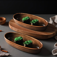 4 assiettes à sushi vintage de style japonais, exquises et élégantes, en forme de bateau, décoration de table, bateau de service en bois pour sushi