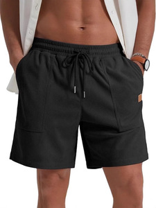Pantalones cortos para correr transpirables de secado rápido con estampado informal de pana para hombre, cierre de cordón elástico de 4 vías, cintura elástica, deporte de verano - Product Image 4