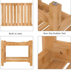 <b>Bamboo</b> Shower Bench 54.5x40x45cm Durable Modern Design For Bathroom Spa Sauna Use - Product Image 3
