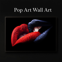 Décoration Murale Lèvres Pop Art Colorées sur Fond Noir – Collection d'Impressions sur Toile pour Chambre, Salon, Hôtel et Intérieurs Contemporains