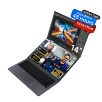Laptop Bisnis Layar Ganda IPS 14+14-Inci Baru Grosir Pabrik, Intel N150 Quad-Core, SSD, Bodi Logam, Windows 11 Inggris, Kamera
