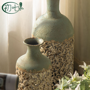 Vases en métal shabby chic faits à la main, vase de sol pour décoration de mariage et décoration intérieure - Product Image 4