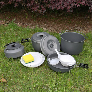 Multifunctional Aluminum Alloy Picnic Pot Set <span class=keywords><strong>Camping</strong></span> Mountaineering Portable 7-Person Picnic Set Outdoor <span class=keywords><strong>Camping</strong></span> Cookware Set - Product Image 2