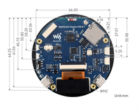 Carte de développement ESP32-S3 avec écran tactile capacitif rond de 2,1 pouces, processeur LX7 double cœur 32 bits, écran 480x480