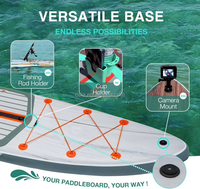 Planche à pagaie gonflable (SUP) personnalisée OEM fabriquée en Chine - Modèle iBoard ISUP couleur bois rose, comprend aileron + pagaie + laisse