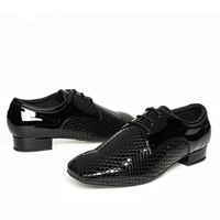 Chaussures de danse latine salsa confortables en cuir verni noir pour hommes Zapatos De Baile Taille US 4.5-13.5 Chaussures de danse à talon