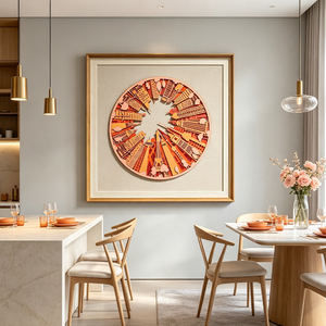 <span class=keywords><strong>Tableau</strong></span> relief 3D sculpté main, déco murale minimaliste lignes concaves convexes pour salon hall d’hôtel - Product Image 3