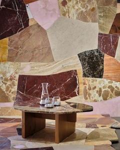 โต๊ะกาแฟหินอ่อนทำจากวัสดุที่พิถีพิถันการออกแบบอย่างสร้างสรรค์ชิ้นส่วนที่จับคู่สีได้ทำใหม่ลวดลายไร้รอยต่อ - Product Image 1