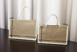 Sac Fourre-Tout Réutilisable Naturel Personnalisé Organique Naturel Pliable <span class=keywords><strong>Dessin</strong></span> Toile Plage Shopping avec Matériel de Jute - Product Image 5