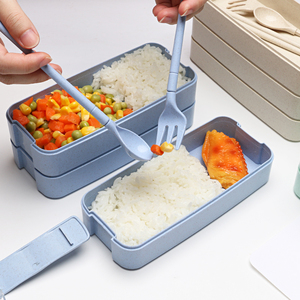 Hot Sell Wheat Straw Stackable <strong>3</strong> <strong>Layer</strong> <strong>Lunch</strong> <strong>Box</strong> Eco-Friendly Bento <strong>Box</strong> - Product Image 6