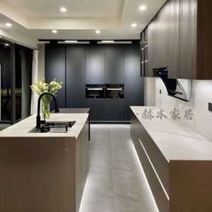 Gabinetes de cocina modulares de madera modernos montaje personalizado con paneles de puerta lacados encimeras de mármol conjunto de muebles al por mayor - Product Image 4