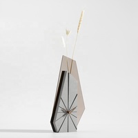 Montre de Table en acrylique, Unique, avec Vase à fleurs, miroir doré, horloge de décoration en bois, pour la promotion