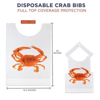 Bavoirs jetables en plastique personnalisés pour adultes, imperméables, pour restaurant, avec logo fruits de mer, motif homard et crabe