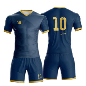 Conjunto de uniforme de fútbol de poliéster transpirable ligero de alta calidad para hombre, Camiseta con estampado personalizado, pantalones cortos de secado rápido, apliques de talla grande - Product Image 3