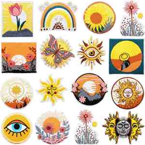 Iron on Embroidery Sun Glass <b>rainbow</b> butterfly Flower Tulip Patch for Decoration Gift - Product Image 2