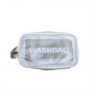 Trousse de toilette grande capacité à poignée unique en PVC résistant à l'eau, organisateur de jouets, noir, blanc, bleu, rose, lot de 5, pour salle de bain - Product Image 1