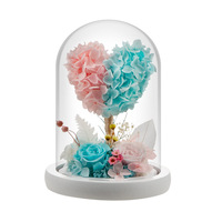 Arbre de fleurs préservées bicolore en forme de cœur, tiges beiges, écologique, longue durée, décoration de Noël en fleurs séchées préservées