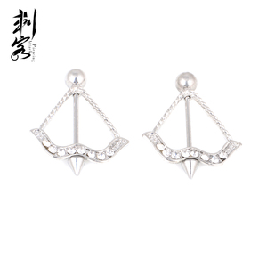 Escudo de pezón de <span class=keywords><strong>flecha</strong></span> de acero inoxidable con gemas pavimentadas Anillo de pezón <span class=keywords><strong>Piercing</strong></span> para el cuerpo Joyería - Product Image 3