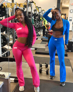 Abbigliamento Sportivo di Alta Qualità Completo da <span class=keywords><strong>Palestra</strong></span> per Donna Giacca con Polsini Leggings Abbigliamento Fitness Set Yoga - Product Image 3