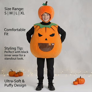 Disfraz <span class=keywords><strong>de</strong></span> <span class=keywords><strong>calabaza</strong></span> <span class=keywords><strong>de</strong></span> Halloween <span class=keywords><strong>para</strong></span> niños - <span class=keywords><strong>Traje</strong></span> <span class=keywords><strong>de</strong></span> felpa sin mangas con sombrero - Product Image 5