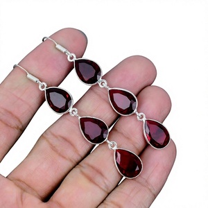 Red Garnet <b>Earring</b>, <b>Earring</b>, Handmade <b>Earring</b>, Antique <b>Earring</b>, Red Garnet Gemstone, Gifts For Mother, Jewelry For Her - Product Image 4