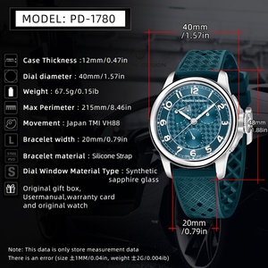 Reloj Deportivo Pagani Design para Hombre, 40 mm, Cuarzo, Acero Inoxidable, Cristal de Zafiro, Calendario, 24 Horas, 100 m Resistente al Agua, Correa de Cuero - Product Image 3