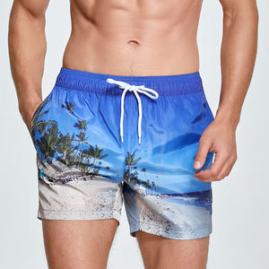 Shorts de plage pour hommes <span class=keywords><strong>Seobean</strong></span> en gros, imprimé paysage marin estival, respirant, 100% polyester, taille basse, coupe ajustée, poche, séchage rapide - Product Image 2