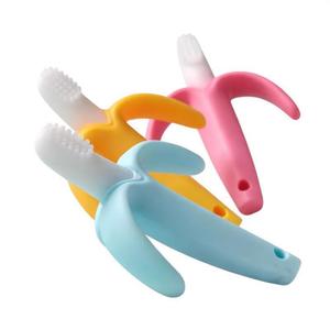 Spazzolino da denti per bambini massaggiagengive in Silicone per alimenti giocattolo lenitivo per la dentizione <span class=keywords><strong>a</strong></span> forma di bastoncino di Banana <span class=keywords><strong>a</strong></span> tre foglie - Product Image 3