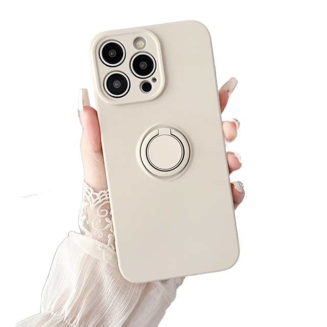 Silicone TPU Phone Case Camera Protector Electroplate Ins Liquid Ring Holder for iPhone 16 Pro Max Plus Mobile Phone Case