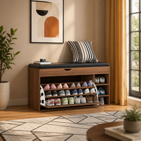 Meuble de rangement à chaussures en bois durable de style moderne et luxueux pour salon, avec pivotement et banc intégré