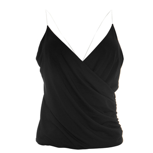 Viviblook Y26TP170 Women Summer Tank <b>Top</b> Sexy Sleeveless <b>Top</b> New Pleated Sheer Shoulder Straps <b>Crossed</b> Backless Vest - Product Image 4