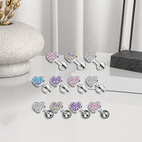 Implant Grade ASTM F136 Titane Coeur Labret Piercing Filetage Interne Dos Plat Boucle D'oreille De Mode Corps Bijoux pour Femmes Hommes