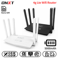 Router Wifi 4G LTE DNXT Cat4 2.4GHz 300Mbps 1WAN/3LAN dengan Modem USB 5000mAh untuk Penggunaan Kantor