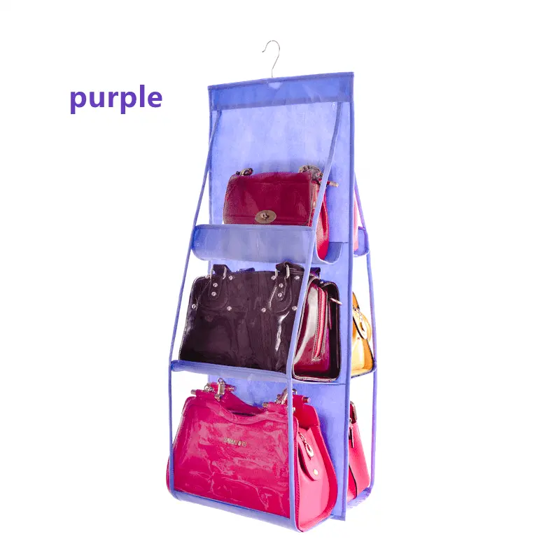 Six-Pocket Hanging Handbag Organizer for Wardrobe Closet Transparent Storage Bag Handbag organizer storage