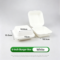 Boîte à lunch jetable biodégradable en pâte à papier, compatible micro-ondes, pour gâteaux, hamburgers, emballage carré à emporter, spéciale pour les aliments