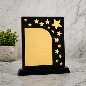 Plaque en bois sur le thème des étoiles, gravée au laser, modèle 1137, trophée de reconnaissance pour les jeux sportifs - Product Image 1