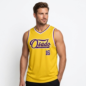 Maillot de <span class=keywords><strong>basket</strong></span>-ball personnalisé unisexe pour adultes - Polyester, manches courtes, col en V, écologique, respirant, séchage rapide, thermique - Product Image 5
