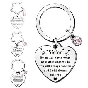 Llavero con Forma de Corazón, Diamantes Rosados y Azules, Acero Inoxidable, Regalo para Amigos/Parejas, Grabado Personalizado, Recuerdo de Cumpleaños - Product Image 2