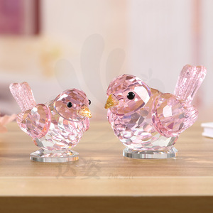 Ornement d'oiseau en cristal rose, verre taillé, décoration d'intérieur, collection de cadeaux, figurine décorative - Product Image 1