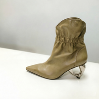 Bottines noires à bout pointu pour femmes, talon sculptural métallique unique, style décontracté en PU, collection été, design de créateur