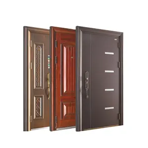 Üretici ev ön kapı tasarımları çelik giriş dış güvenlik çelik kapı çin satılık siyah beyaz boyama kişiye özel anahtar