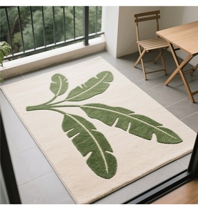 Tapis d'intérieur moderne <span class=keywords><strong>BEHE</strong></span> en microfibre floquée, lavable en machine, rembourré, antidérapant, à poils moyens, motif fantaisie, avec support en TPR, motif floral - Product Image 2