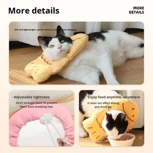 エリザベスカラー 猫用 舐み防止 調節可能 ソフトペットカラー 去勢済みペット用 ストライプフィッシュパターン - Product Image 4