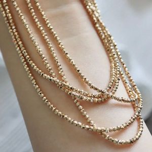 Collar Xinfly de Doble Cadena Gruesa con Cuentas Láser de Oro Amarillo Real de 18k, Resistente al Sudor, de Lujo, Multicapa, para Mujer - Product Image 3