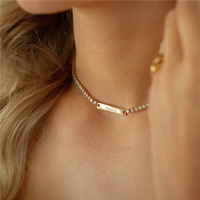 Ensemble de Bijoux Haute Qualité pour Femmes en Acier Inoxydable, Zircon, Chaîne Tennis, Collier, Bracelet, PVD 18 Carats, Logo Personnalisé, Nom Gravé, Vierge