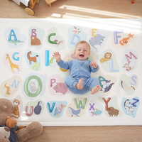 Tapis de jeu pour bébé antidérapant en velours corail, imprimé de dessins animés d'animaux, éducatif, épais, en mousse à mémoire de forme, fourni par l'usine