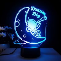 Lampe de nuit astronaute télescope lunaire 3D à seize couleurs avec télécommande, art acrylique pour adolescents