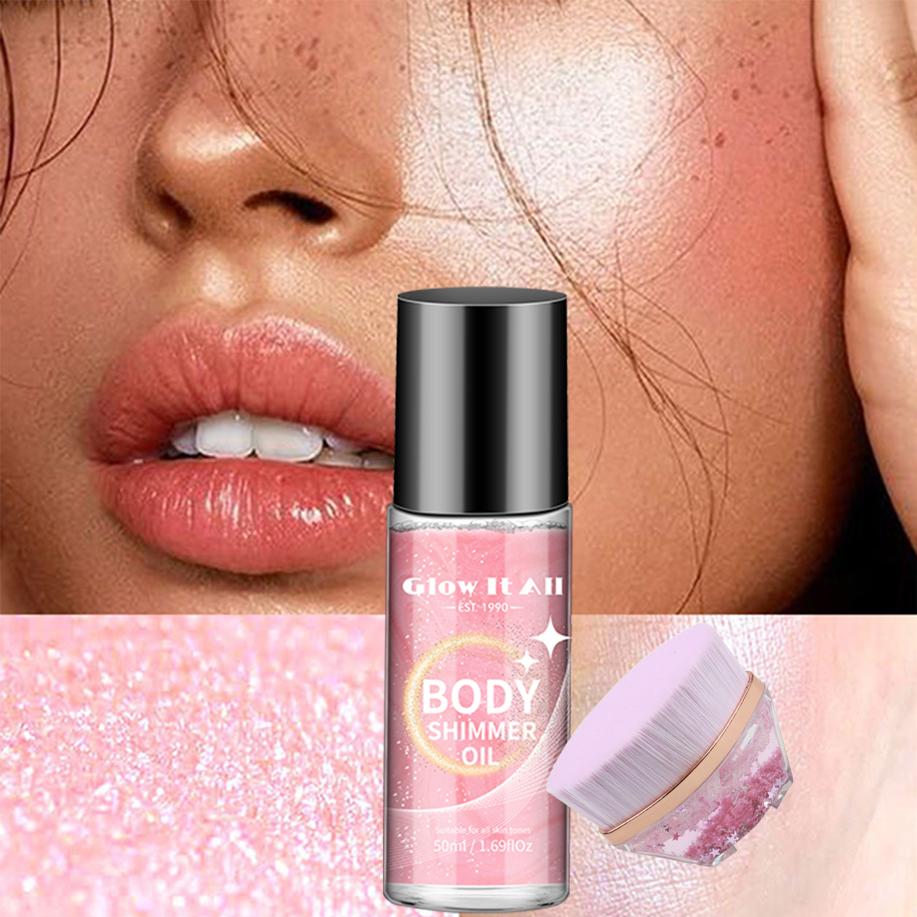 OEM/ODM, бесплатный образец, блестящее жидкое сияющее растительное масло для макияжа, сияющее мерцающее масло для тела для женщин