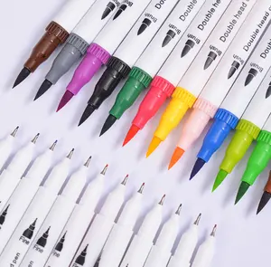 뜨거운 판매 듀얼 팁 수채화 브러쉬 펜 0.4MM Fineliner 팁 아트 마커