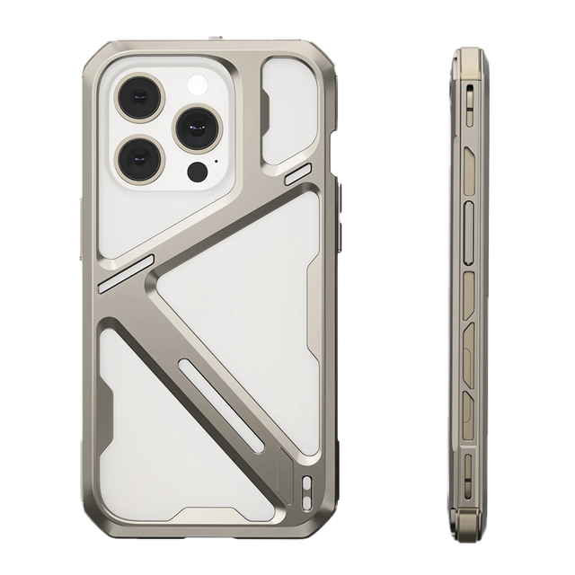 Design Titanium Alloy Heat Dissipation Metal Frame Phone Case With Buckle Removable Armor Shockproof Cover for iPhone 14/15